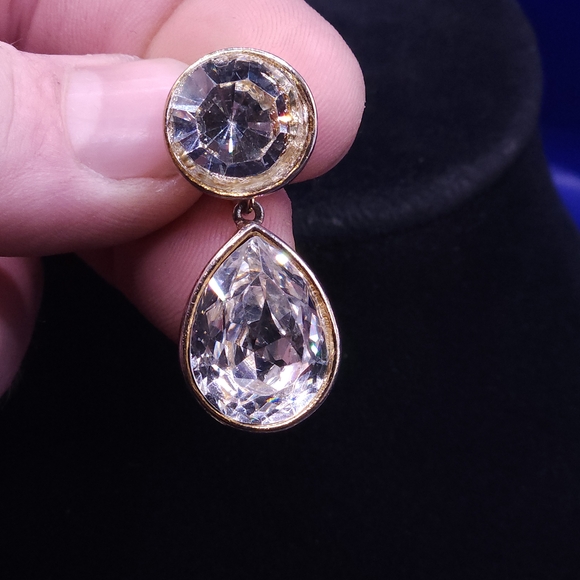 Kenneth Jay Lane Gold and Silver Crystal Earrings - Picture 6 of 14